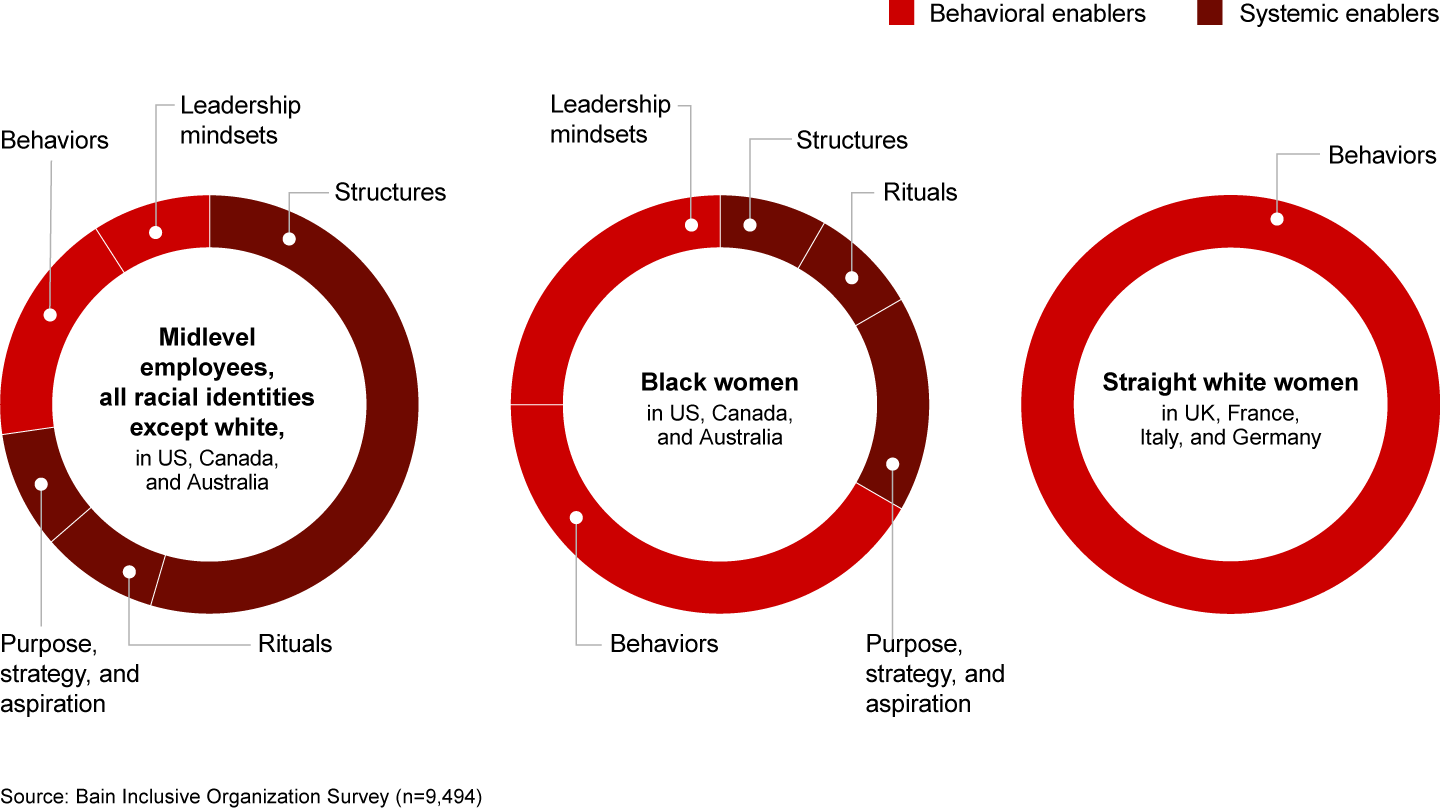 Every demographic population has a unique “texture” with respect to the enablers that lead to their sense of inclusion